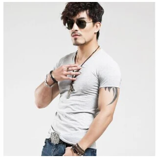 

Men's Tops Tees 2019 summer new cotton v neck short sleeve t shirt men fashion trends fitness tshirt free shipping LT39 size 5XL