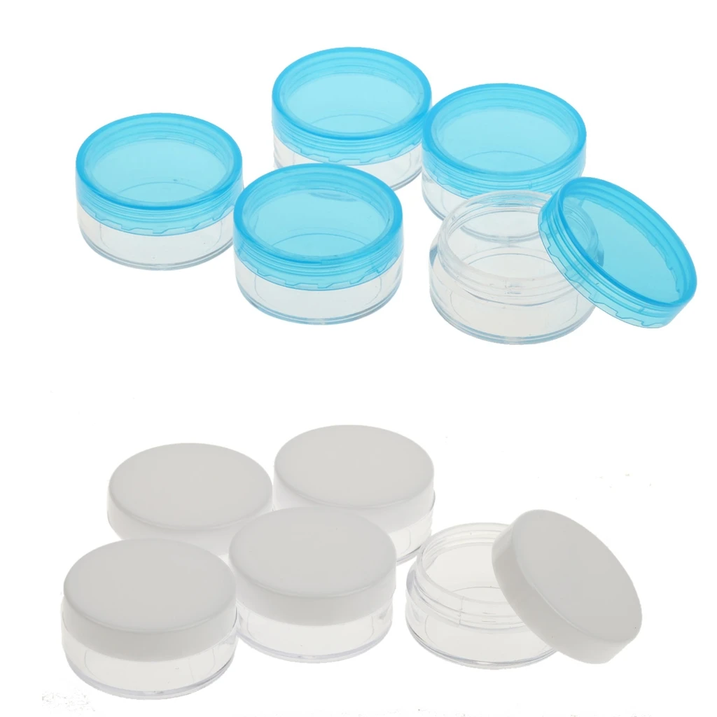 10PCS Cosmetic Sample Empty Container, Round Pot Screw Cap Lid, Tiny 3g/10g Bottle for Make Up/Eye Shadow/Nails/Powder/Jewelry