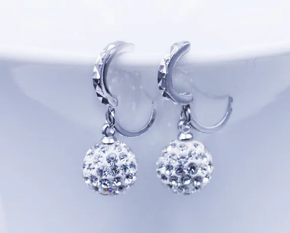 Новые модные ювелирные изделия лаконичные универсальные посеребренные блестящие Кристальные серьги-кольца с шариком для женщин Свадебные серьги