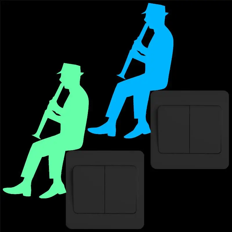 

Man Playing Clarinet Glow Sticker for Switch Decoration/Home Decor Luminous Music Wall Art Sticker Kids Rooms Bedroom DIY Decal