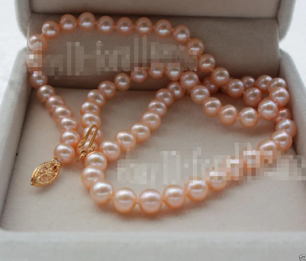 

Free Shipping >>>>> Fine 6-6.5mm AAA++ golden pink Akoya pearl necklace