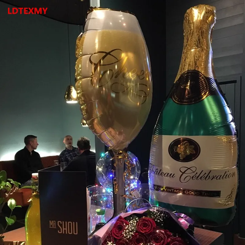 Wine Bottle Balloons Champagne Cup Balon Foil Balloon Wedding Birthday