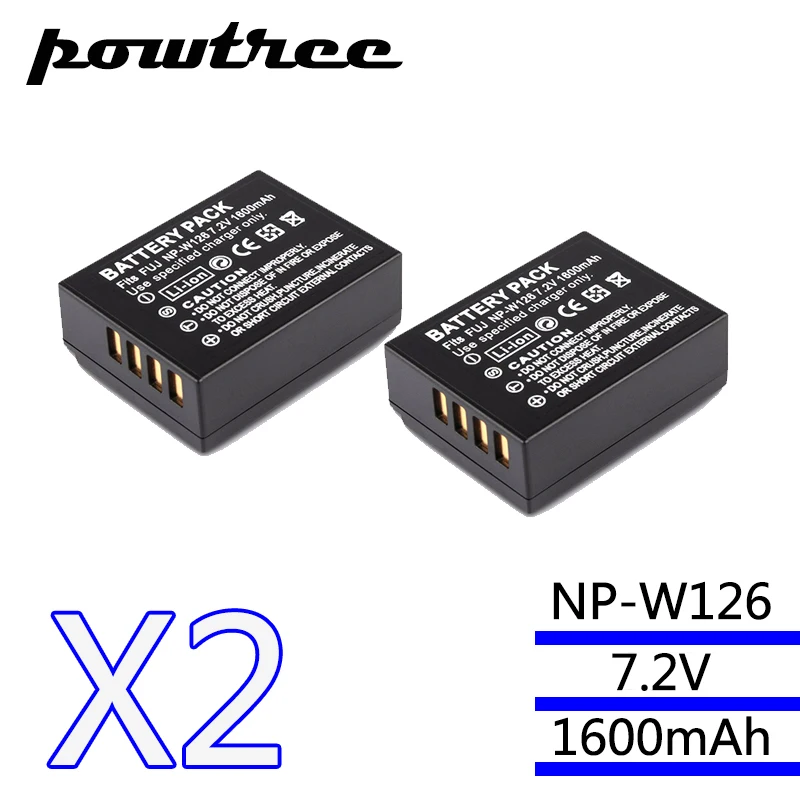 2Packs7.2V 1600mAh Li Ion NP W126 Camera аккумулятор для Fujifilm FinePix HS30EXR HS33EXR X Pro1 E1 E2 M1 A1|Цифровые
