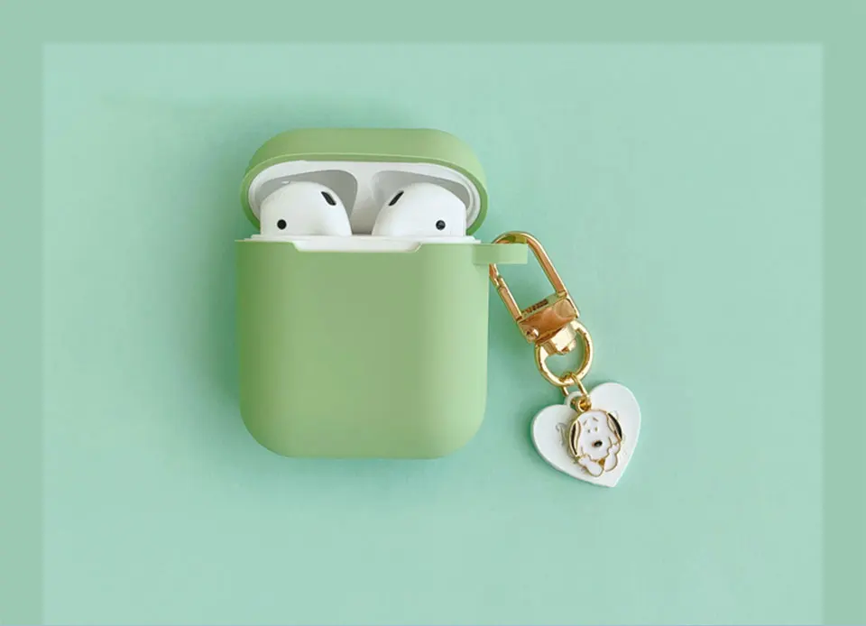 Силиконовый чехол с милой собачкой для Apple, аксессуары для airpods, Bluetooth, чехол для наушников, коробка, конфетный цвет, сумка, декоративная крышка, брелок для ключей