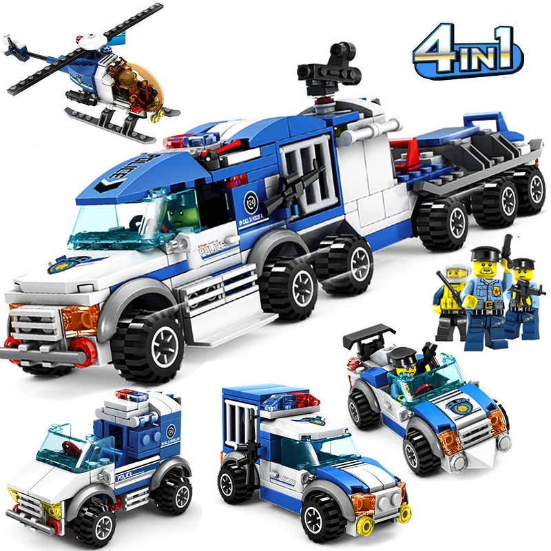 

KAZI compatible city car police toys figures sets Prison SWAT Trucks Helicopter building blacks children brick terrorist chase