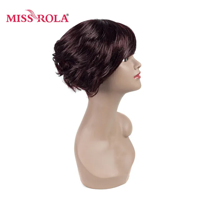 Miss Rola короткие прямые синтетические парики 6 дюймов термостойкие парики из канекалона 1 шт. черные парики с челкой DX2730#3 цвета - Цвет: # 99J