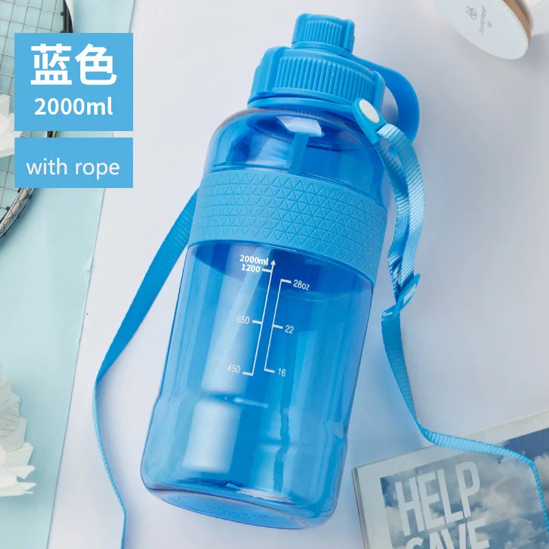 Большой объем для воды бутылка протеиновая шейкер портативная бутылка Спортивная походная бутылка с соломинкой 650 мл 1/1. 5/2л - Цвет: H