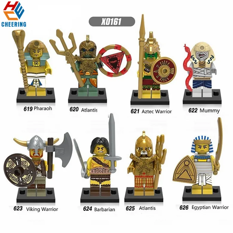 

20Pcs Wholesales Building Blocks Medieval Egyptian Viking Barbarian Pharaoh Atlantis Figures Bricks Toys for Action Kids X0161