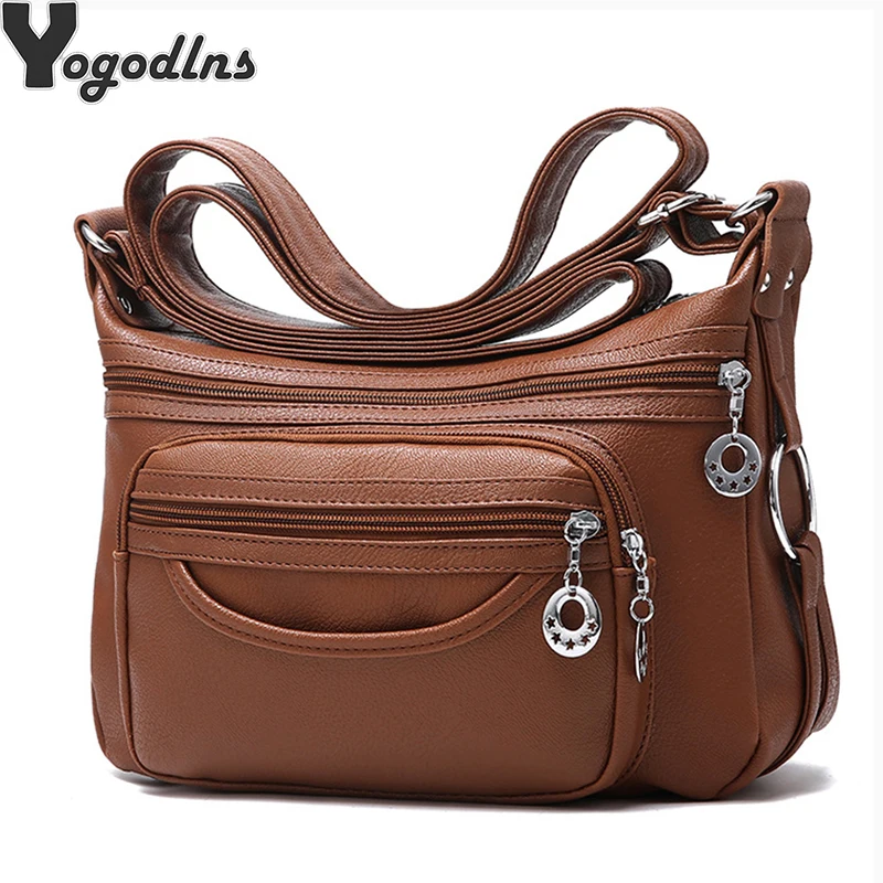 السيدات عارضة الأفاق Crossbody حقائب النساء حقيبة ساع لينة غسلها حقيبة كتف جلدية pu الإناث حقيبة سستة الديكور