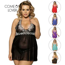 Comeonlover, сексуальная одежда для женщин, ночная секс, Babydoll, порно, красное кружево, прозрачная, через шею, большой размер, сексуальное белье, женское нижнее белье, RI80003