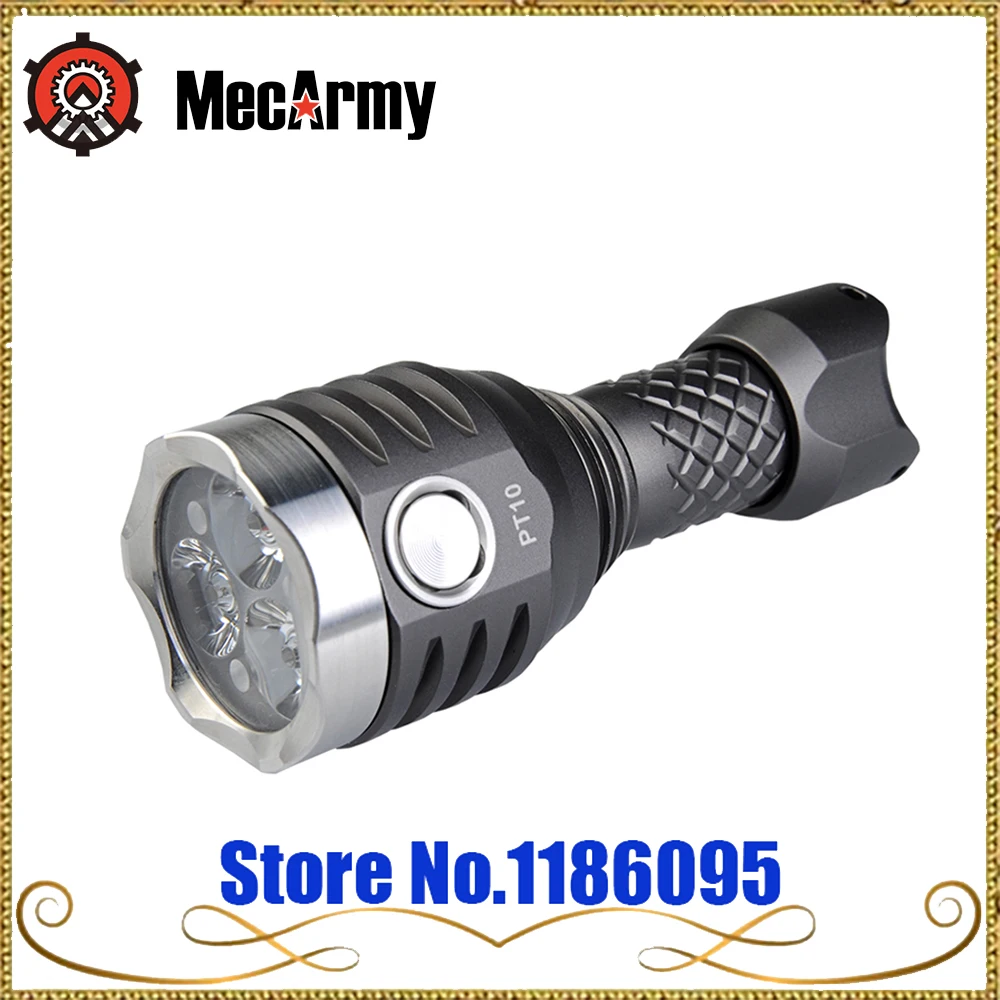 

MECARMY PT10 Ultra Bright USB Rechargeable Compact Flashlight 3*CREE XP-G2 LEDs max. 800 Lumens 126 meter tactical torch
