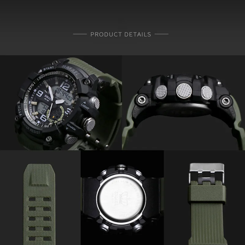 Модный бренд S Shock Военные часы армейские мужские наручные часы светодиодные кварцевые часы Digtial Dual Time Часы Smael 1617 Reloj Hombre спортивные