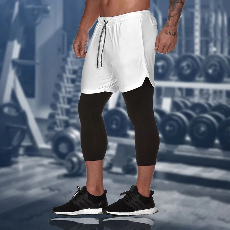 Мода 2 в 1 Gymwear шорты мужские летние спортивные шорты на шнурке Hombre камуфляжные узкие укороченные штаны мужские новые шорты для бодибилдинга