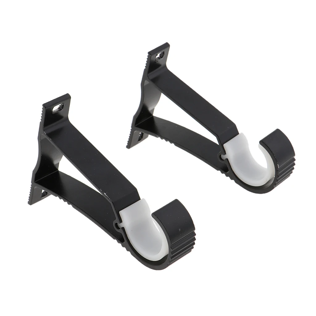 2Pieces Mounted Blinds Curtain Rod Wall Bracket Holder for 28mm Rod,Durable Aluminium Alloy Curtain Pole Rod Wall Bracket Hook - Color: Black