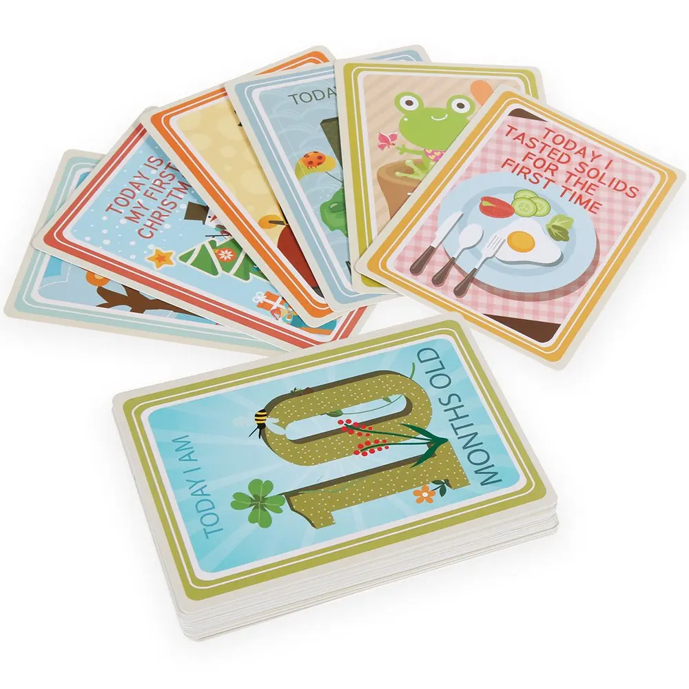 

Quaslover Baby Milestone Cards Baby English Learning Word Card Commemorative Cards Educational Math Toys for Kid Table Game Card