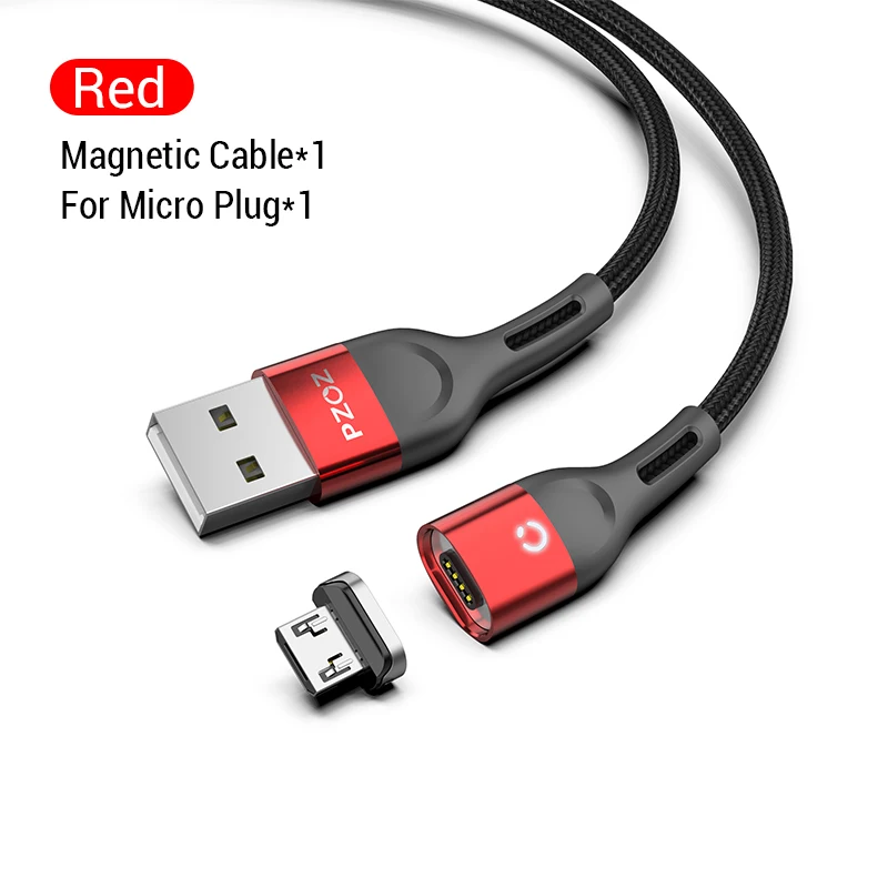 PZOZ Магнитный кабель Micro USB C Быстрая Зарядка адаптер Microusb type-C магнит зарядное устройство Тип C кабель для iPhone samsung Xiaomi шнур Магнитный кабель Microusb type-C Магнитный кабель Быстрая Зарядка адаптер - Цвет: Red For Micro