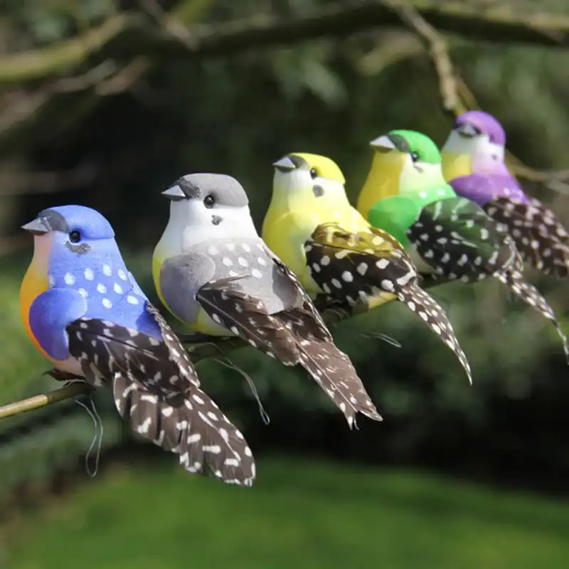 Diy Artificial Bird Feather Foam Cute Simulation Bird Sparrow Home