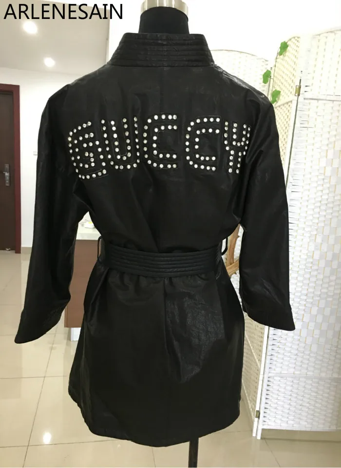 Cuir En Manteau Garniture Pastel Personnalisé Mode Nouvelle Noir Véritable Femmes Magnifique Arlenesain Réel 2019 xRw6BqxY0