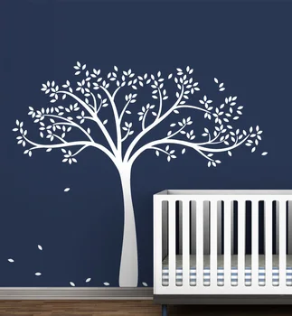 

Large White Tree Wall Decal Monochromatic Fall Tree Extended Gender Neutral Baby Nursery Decor Wallpaper Vinyl Wall Sticker A230