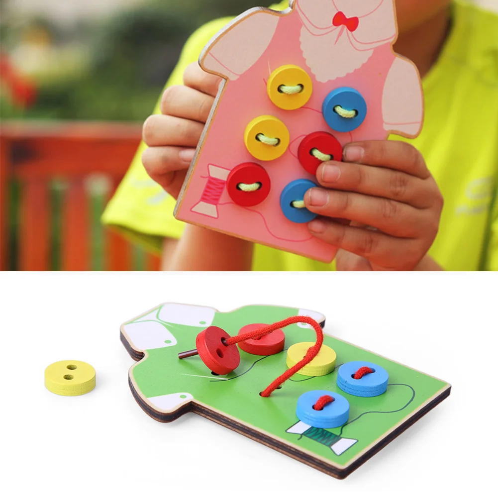 Kids Educational Toys Children Beads Lacing Board Wooden Toys Toddler