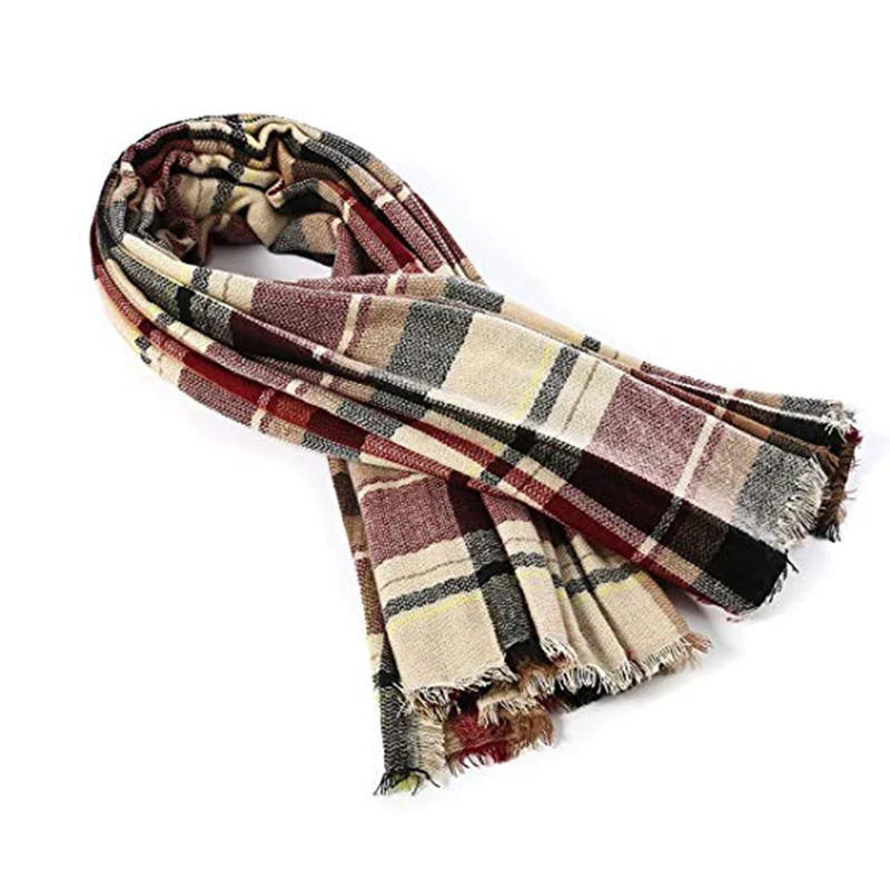 Женский зимний шарф Классический клетчатый шарф женский теплый мягкий кашемировый шарф массивное большое одеяло обертывание шаль треугольные шарфы