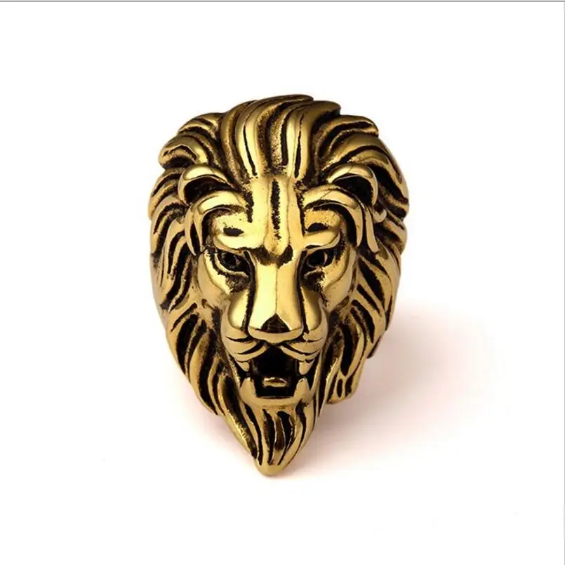 

Fashion retro bronze lion head ring rock punk style ring tide male tide lady wearing lion head ring