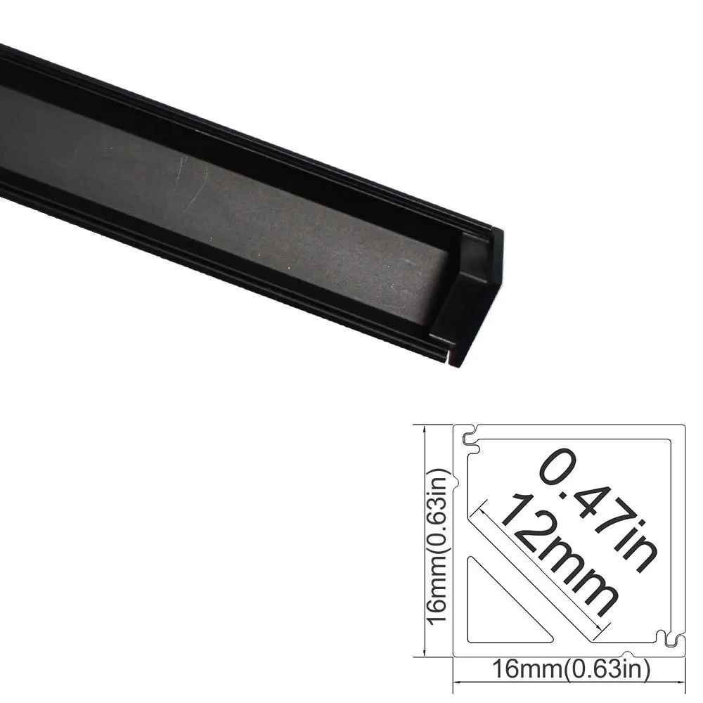 UnvarySam черный 1 м светодиодный алюминиевый профиль для светодиодного линейного светильник V тип Угловое крепление с прозрачная крышка полосы монтажный канал