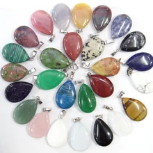 Натуральный камень кварц кристалл lapis опал бирюза тигровый глаз капли воды кулон для diy ювелирных изделий ожерелье аксессуары 24 шт