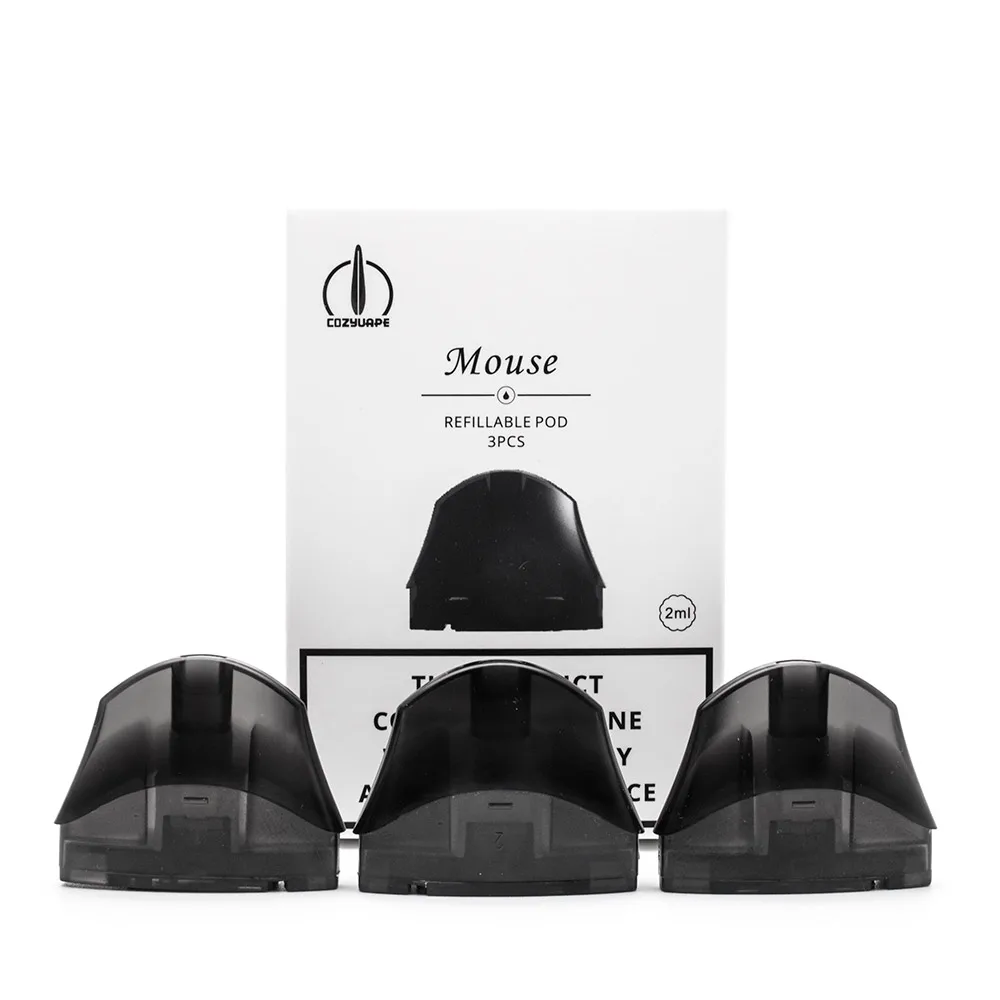

2ml Refillable Vape Cartridge for Cozyvape Mouse Pod Vape Starter Kit Pure Taste with Big Smoke 3pcs per pack