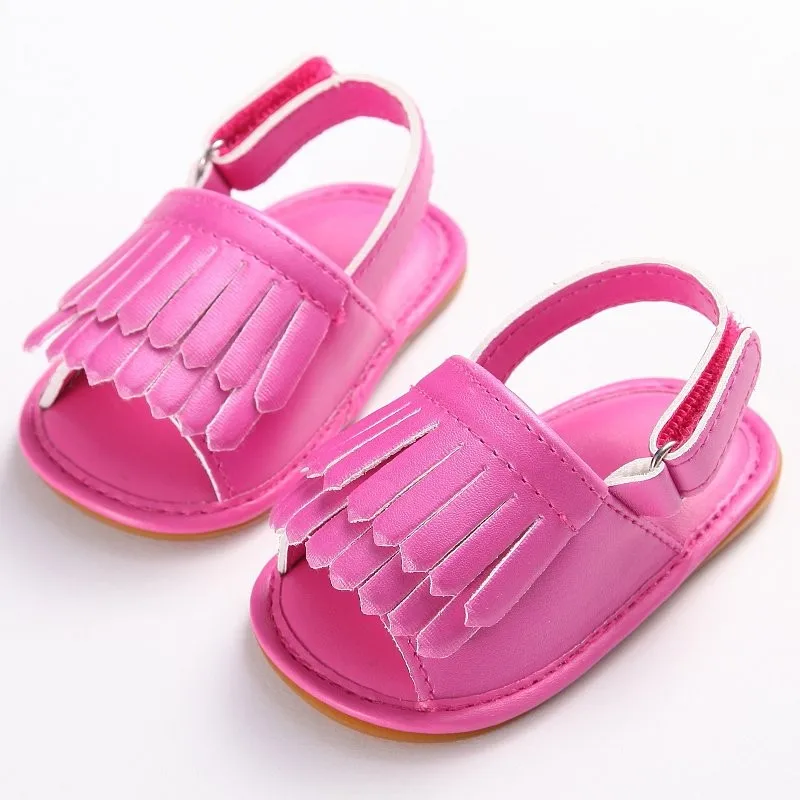 Летняя детская обувь Prewalker PU Кожа Новорожденного Обувь принцессы для девочек кисточкой кроватки обувь 0-12 м