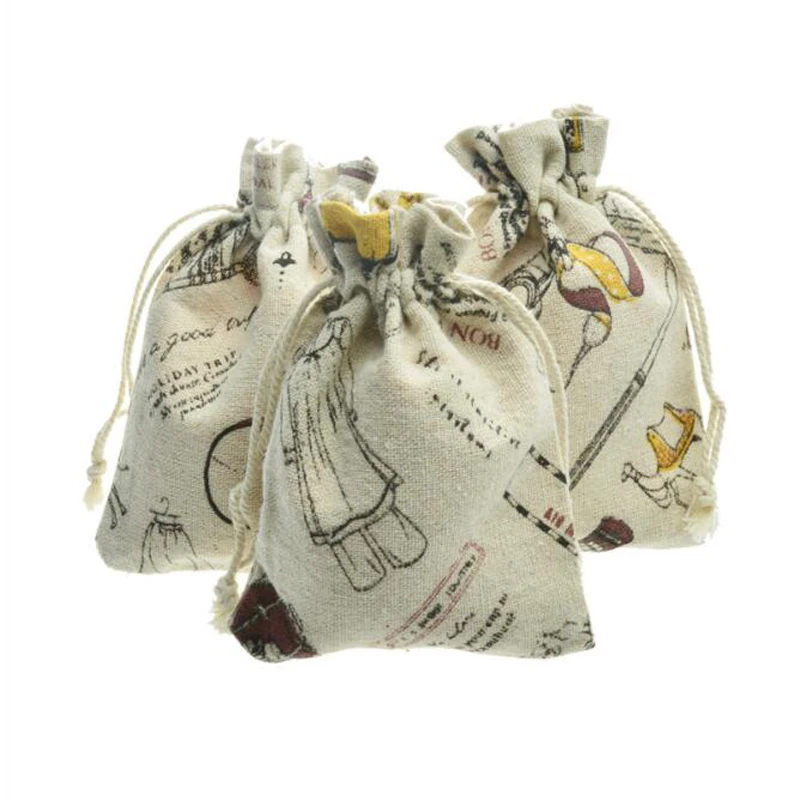

50pcs/lot 10cm*14cm Burlap Linen Candy Bag Jewelery gifts small bag Sweet Organizer Bag For Wedding Birthday Party free shipping