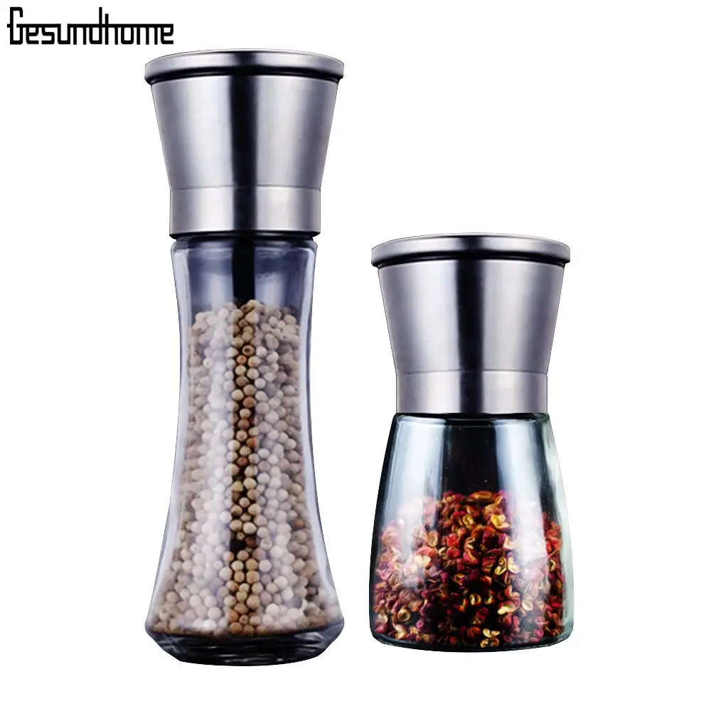 Pepper Grinder Salt Mills 304 Stainless Steel Glass Grinding Bottle Kitchen Tools Accessories