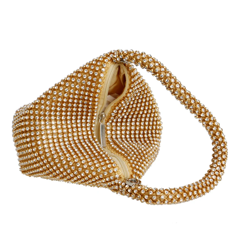  GLOIG New Arrival Soft Women Evening Bags Rhinestones Small Day Clutches Silver Black Gold Crystal  - 32916306454