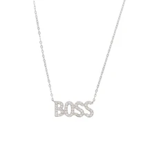 925 безукоризненные Серебрянные серьги cz ожерелье с буквенными подвесками милые BOSS и надписью «BABE» нежный Минимальный женский воротник