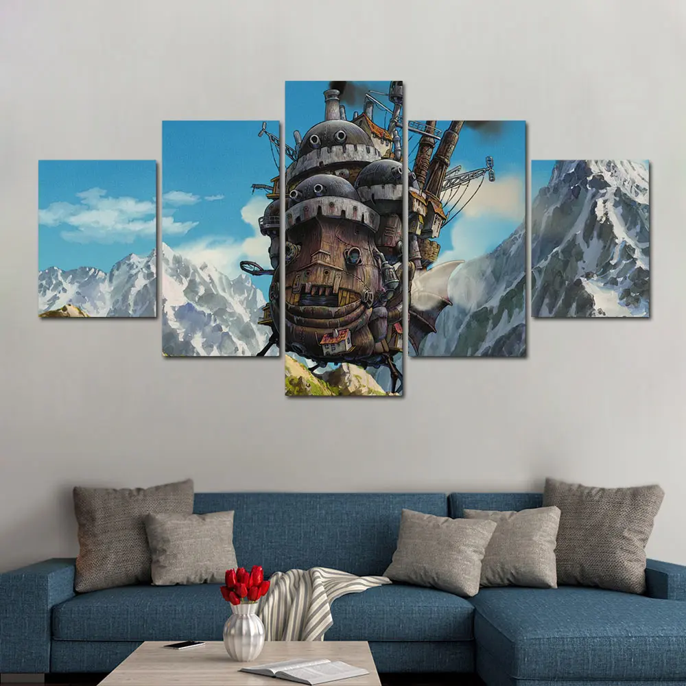 Modular-Pictures-5-panel-Howl-s-Moving-Castle-Canvas-painting-poster-Miyazaki-Hayao-movie-poster-canvas (2)