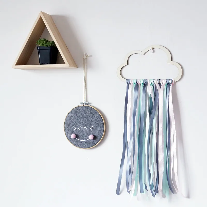 

Nordic Style Wooden Hollow Clouds Tassel Kids Room Decoration Wall Hanging Ornament for Photography Props Supplie