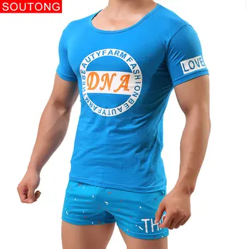 

Soutong Summer Men's Pajamas Homme Sets Cotton Soft Comfortable Pajamas Short Sleeved Male Sleep Pant Short Home Set Sleepwear