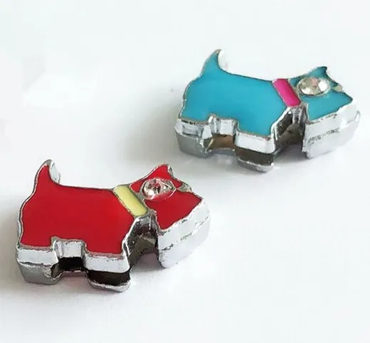 

CCOR 5pcs DIY accessory Enamel 8mm Inner One Rhinestone Dog Slide Charms DIY 8MM Dog Cat Collar Wristband