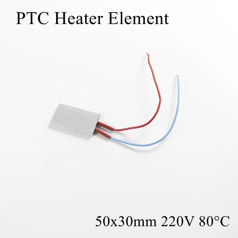 50x30mm 220V 80 Degree Celsius Aluminum PTC Heater Element Constant Thermostat Thermistor Air Heating Sensor With Shell 50*30mm