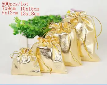 

500pcs/lot Gold silver Foil Organza Bag Favor baby Candy Gift Bags Wedding Party Favor Pouch Christmas Decoration Packaging Bags