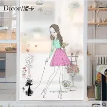 Романтические наклейки из матового стекла с принтом прозрачная непрозрачная пленка электростатические наклейки оконные наклейки для ванной комнаты-26