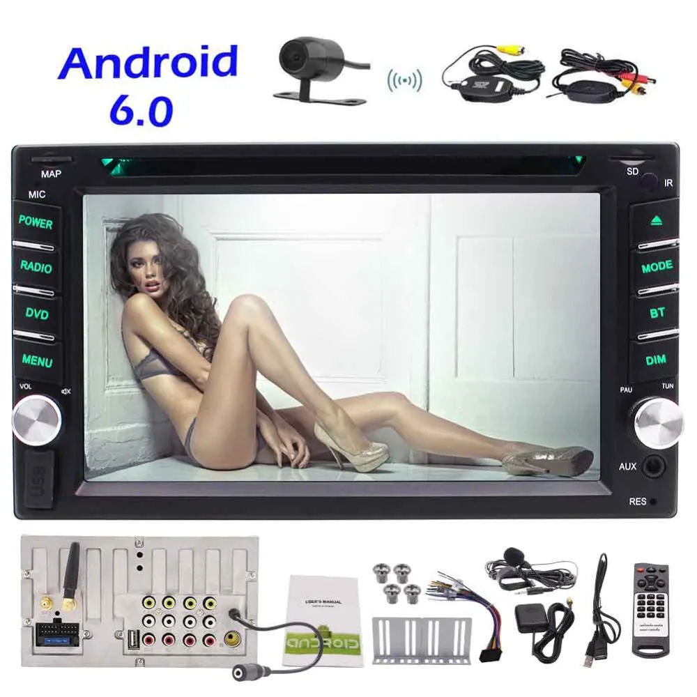 

Eincar Wireless Camera+WiFi Android 6.0 Quad-Core 1GB+16GB Car DVD Navigation GPS Stereo Car radio Support AM/FM Radio/WiFi/Blue