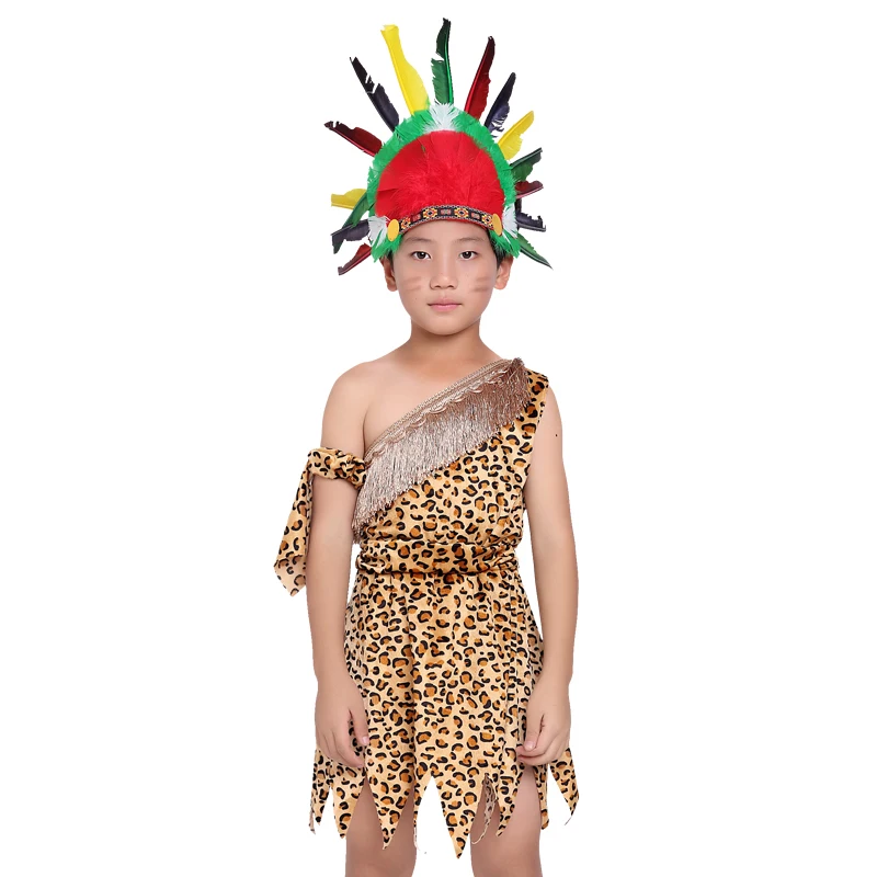Детская костюм дикарки Hunter индийский костюм примитивные Африканский барабан для взрослых платье для танцев костюм