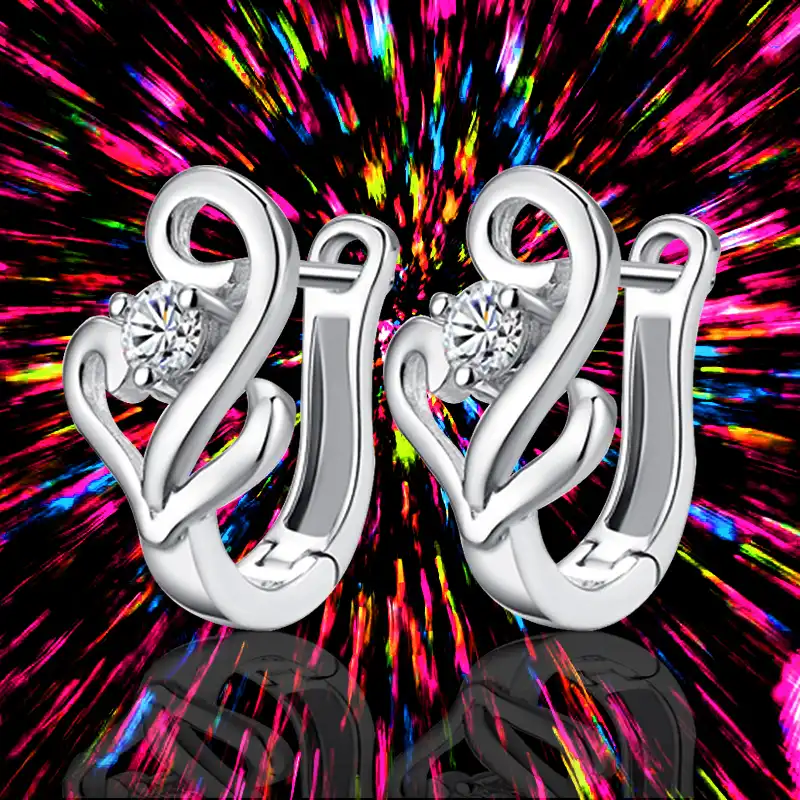 2017 Бесплатная доставка Jewelry новая классическая лепестки Циркон Серебряные серьги женский деньги декор циркон серьги