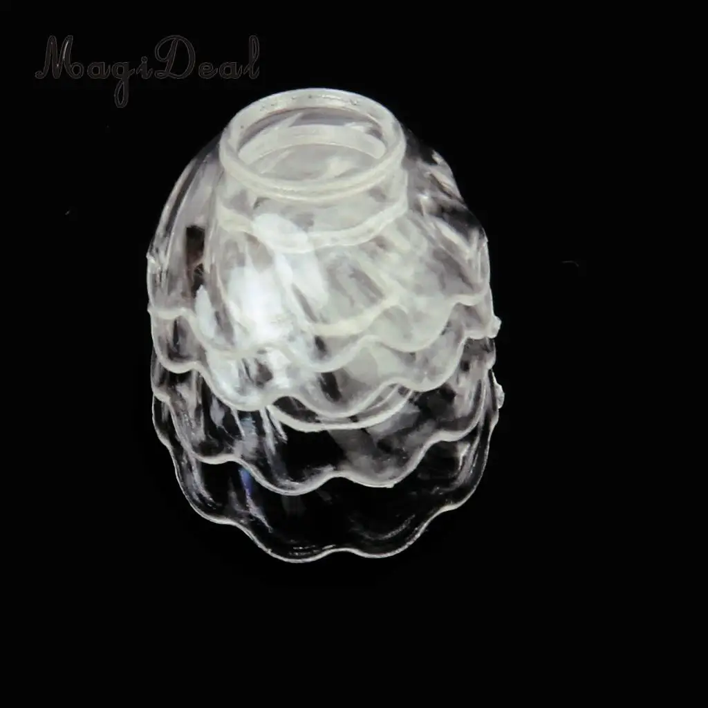 4Pcs/Pack 1/12 Clear Fluted Edged Fruit Bowl Doll House Miniature Kitchen Accessory Decor Kids Children Pretend Play Toys