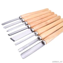 8PCs Wood Carving Knife Lathe Chisel Set Turning Tools Woodworking Gouge Skew Parting Spear