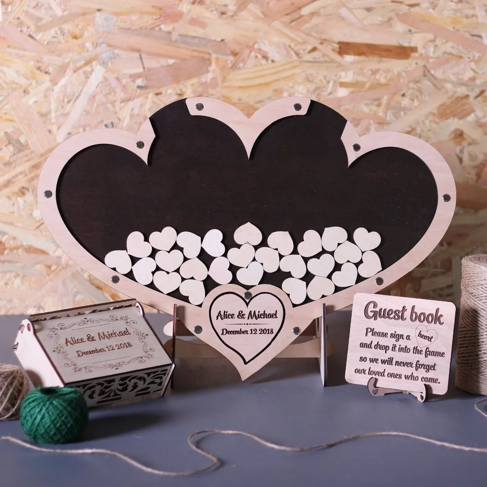 Connected Heart Guest Book, Wedding Guest Book Alternative, Drop Box