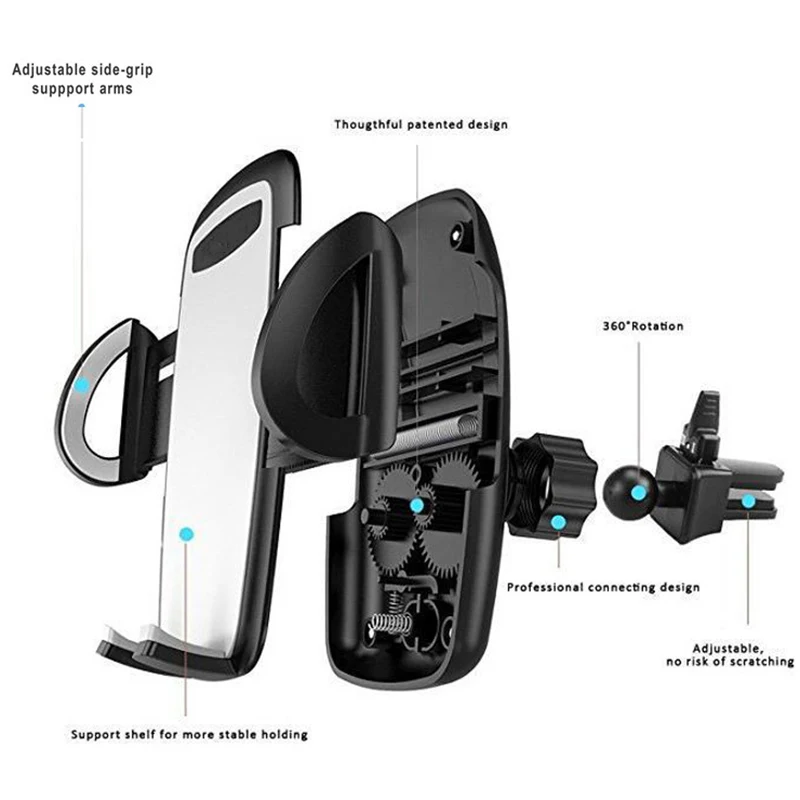 العالمي حامل هاتف المحمول سيارة الهواء تنفيس جبل حامل ل huawei iphone 7 xiaomi redmi note 6 برو سامسونج الهاتف المحمول اكسسوارات