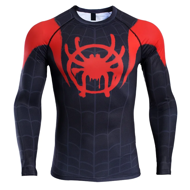 Реглан рукав в стих паука 3D печатных футболки для мужчин Человек-паук компрессионные рубашки топы Мужские комиксы Косплей Костюм
