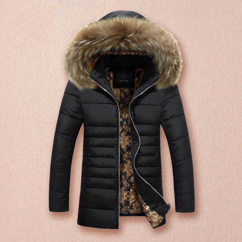 2016 Winter Branded Men Down Jacket Fur Hood With Cashmere Plus Size